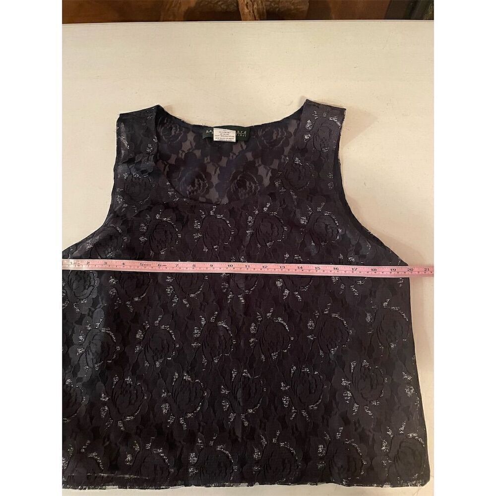 *3/$15 Harve Benard Women's Black Sheer Lace Sleeveless Blouse Size 14 - Picture 9 of 10
